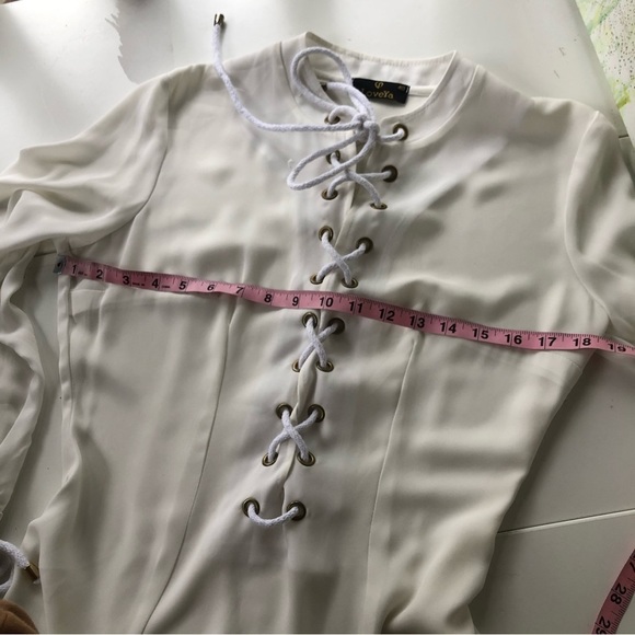 LOVE YA Women’s Long Sleeve White Blouse Size M - Picture 10 of 12